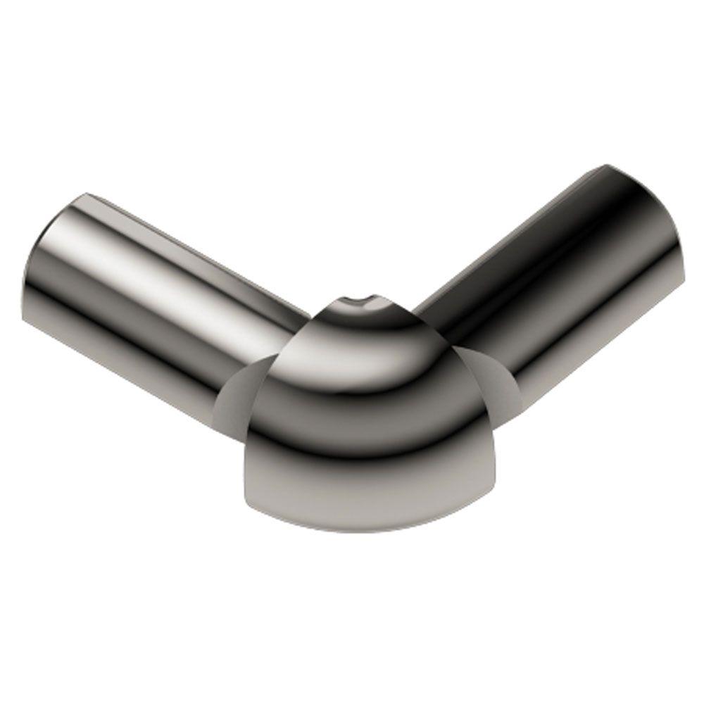 Schluter Rondec Polished Nickel Anodized Aluminum 3/8 in. x 1 in. Metal 90 Degree Double-Leg Outside Corner