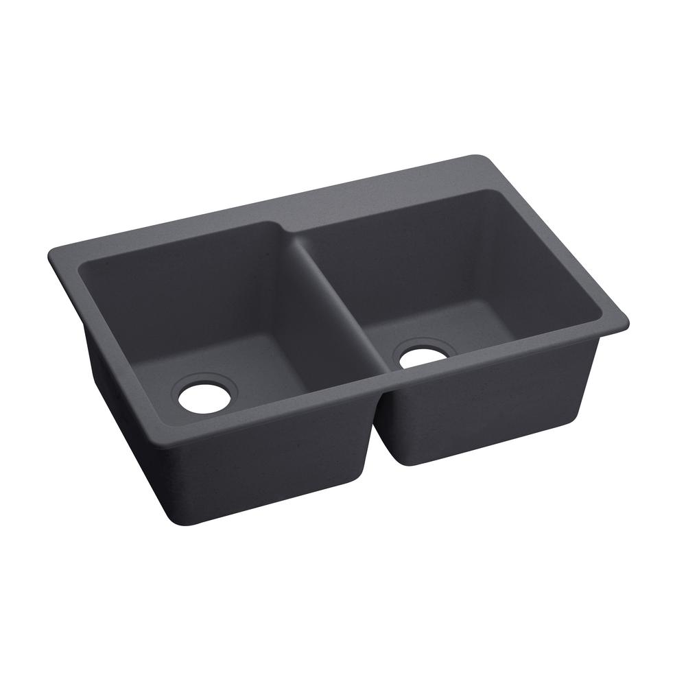 Elkay Premium Quartz Undermount Composite 33 in. Double Bowl Kitchen