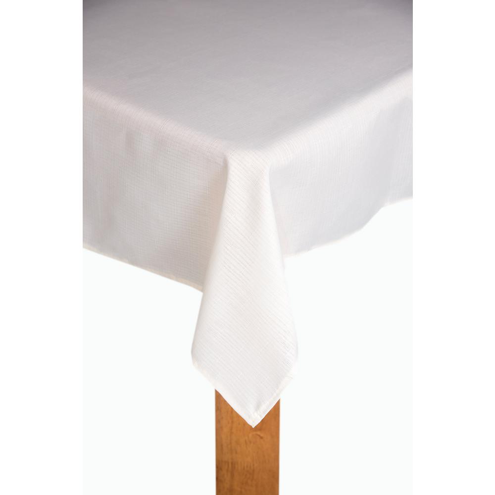 Lintex Oxford 70 In Ivory Round 100 Polyester Tablecloth