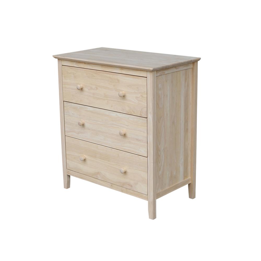 International Concepts Brooklyn 3Drawer Unfinished Wood ChestBD8003