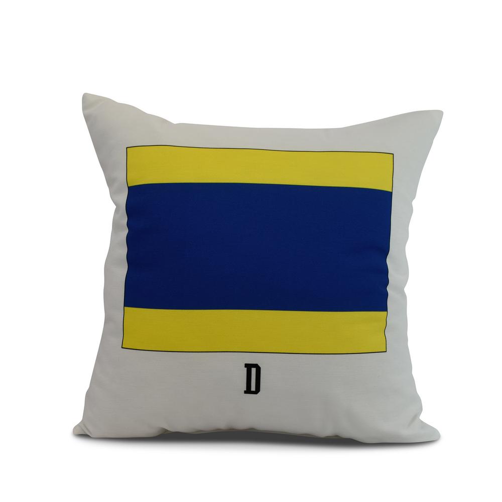Letter D Royal Blue Graphic 18 In X 18 In Throw Pillow