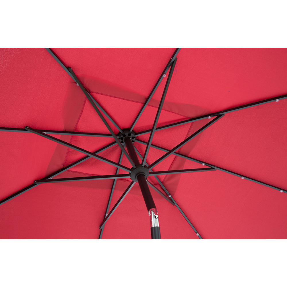 Sun Ray 9 Ft X 7 Ft Rectangular Solar Lighted Market Patio Umbrella In Scarlet 841025 The Home Depot