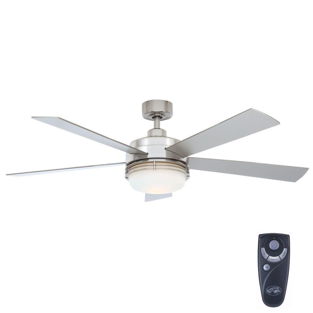 Hampton Bay Sussex Ii 52 In Indoor Brushed Nickel Ceiling Fan With Light Kit And Remote Control