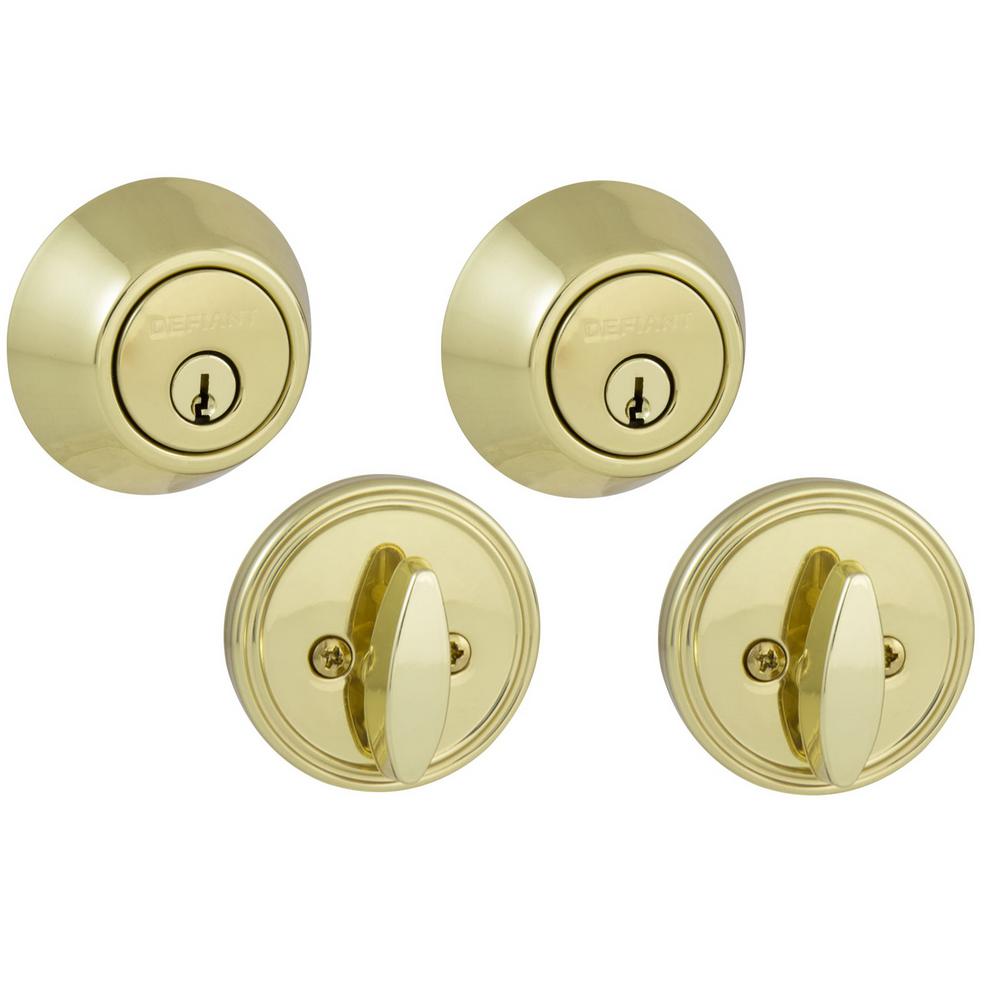 Defiant Polished Brass Single Cylinder Deadbolt (2Pack)32DL71D2 The