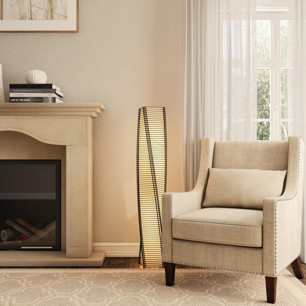 Adesso Stix Black Cane 50 In Beige Floor Lantern