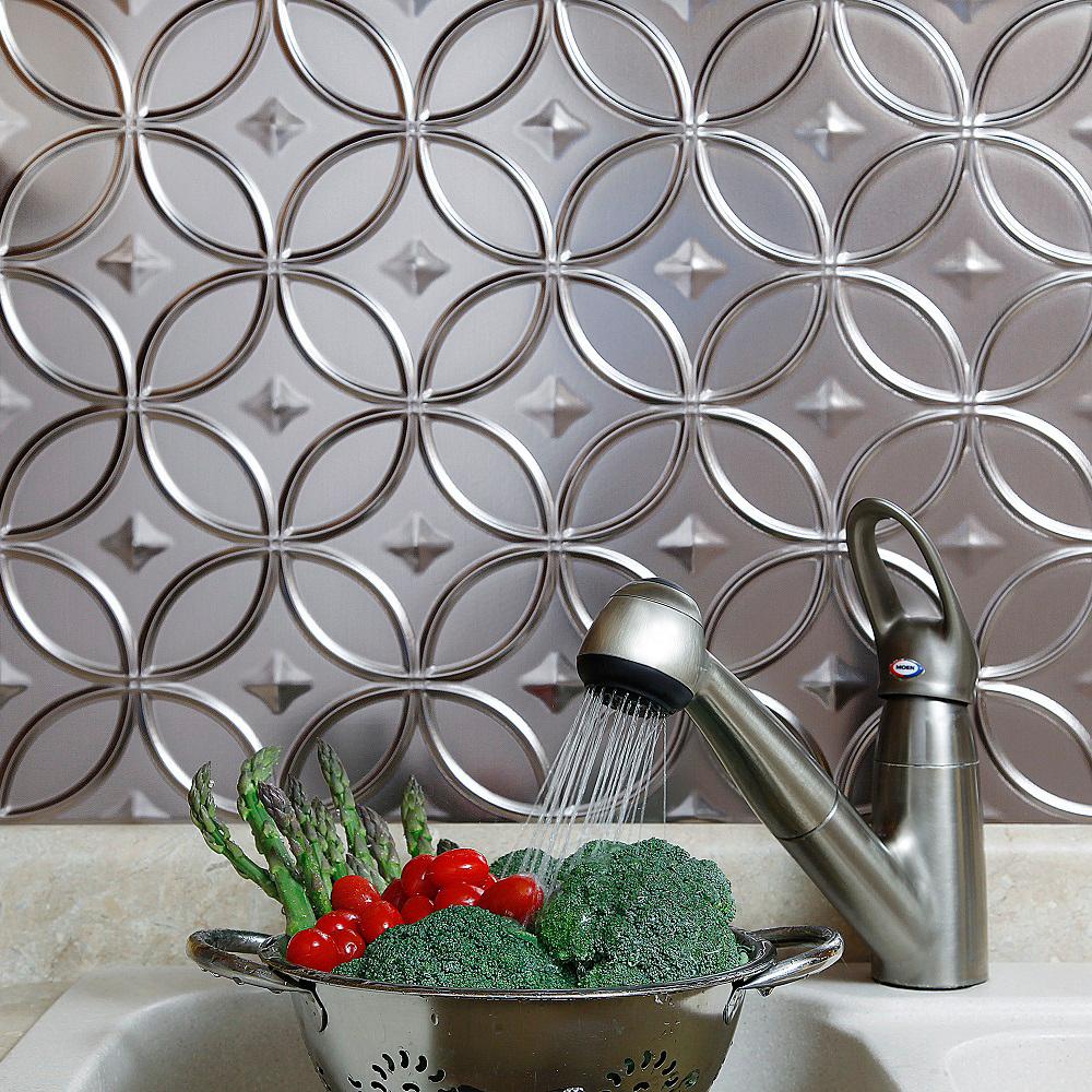 6 x 6 Sample Fasade Easy Installation Rings Antique Bronze Backsplash Panel for Kitchen and Bathrooms