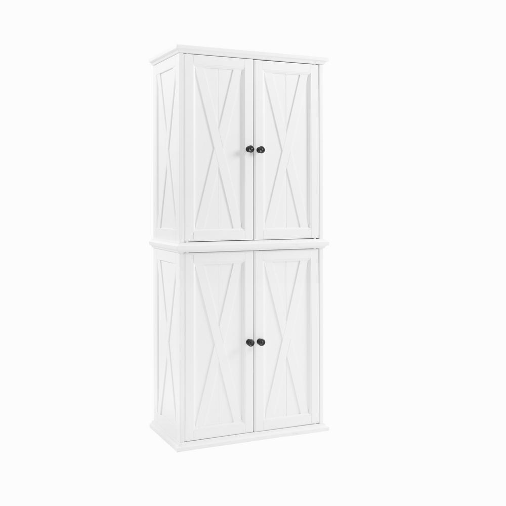 2pc Clifton Tall Pantry White - Crosley: Modern Farmhouse Style, Adjustable Shelves, Wood Veneer