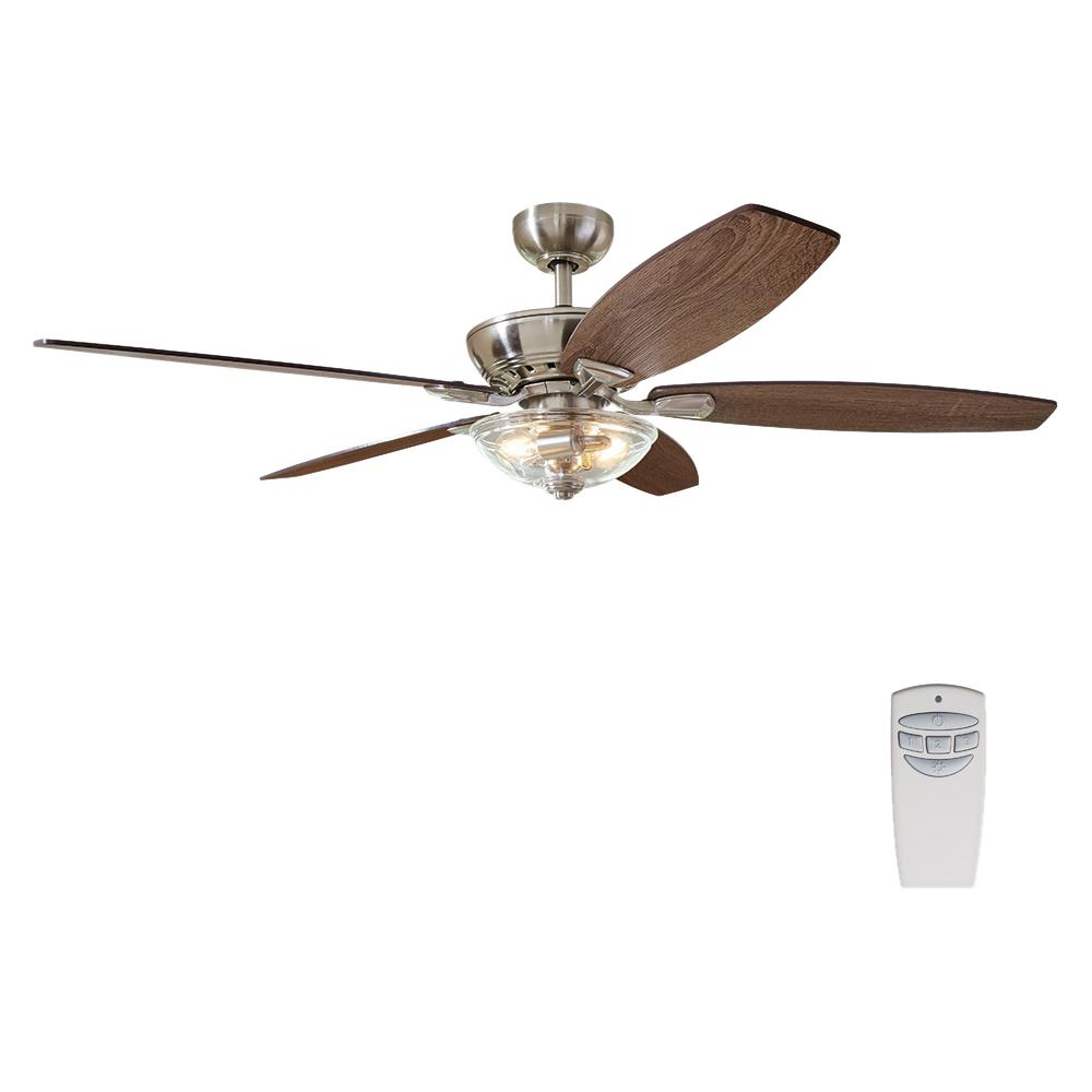 Home Decorators Collection Connor 54 In Led Brushed Nickel Dual Mount Ceiling Fan With Light Kit And Remote Control