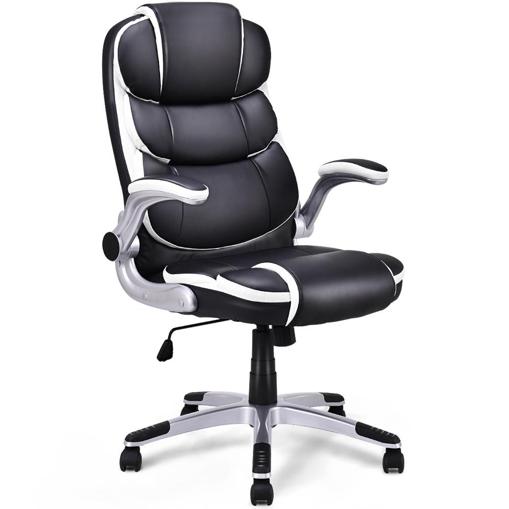 Black PU Leather Ergonomic Office Executive Computer Desk Task Office Chair
