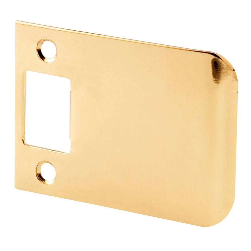 PrimeLine 3 in. Brass Plated Extended Lip Door Strike PlateE 2458