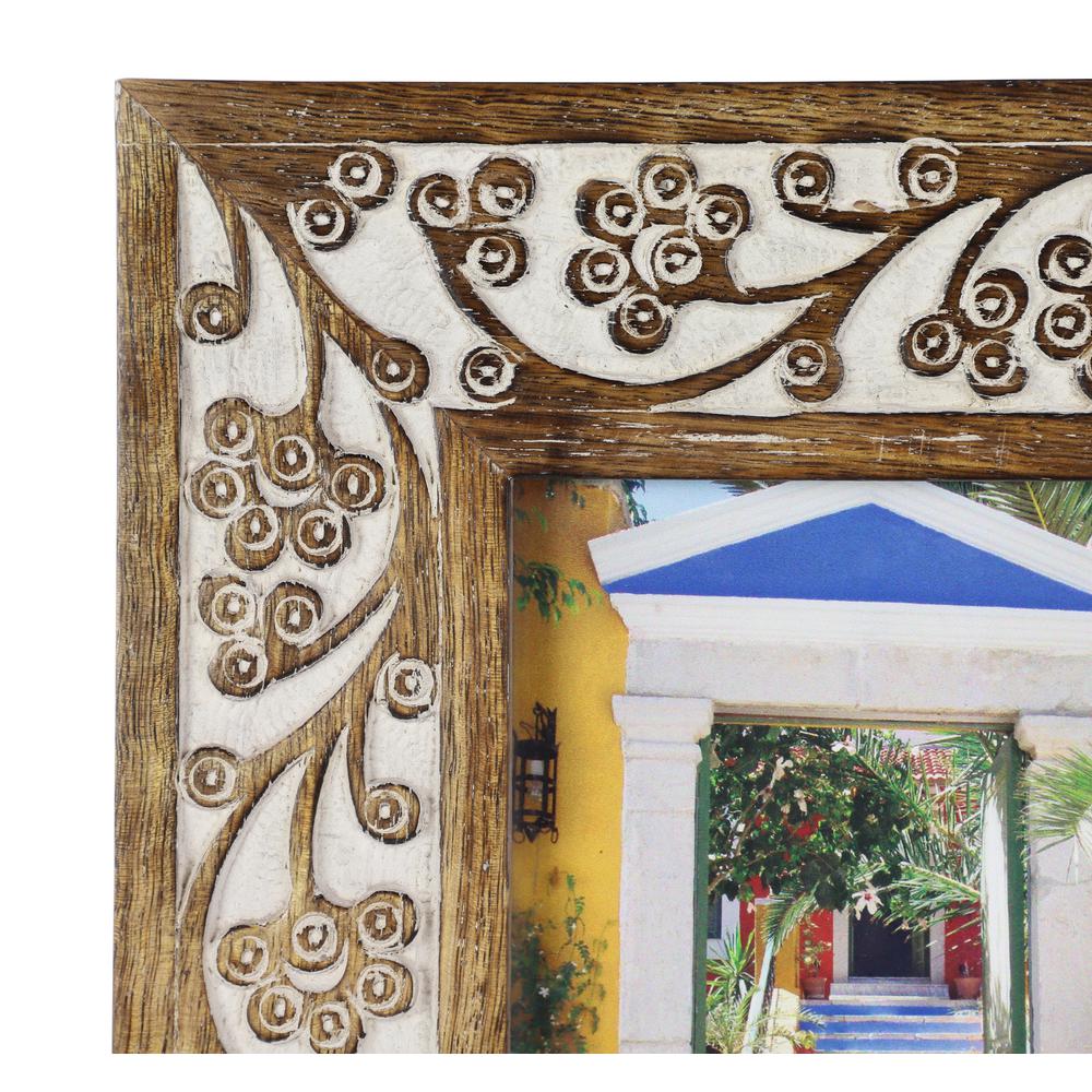 Litton Lane 5 In X 7 In Rectangular Carved Wood Antique Floral