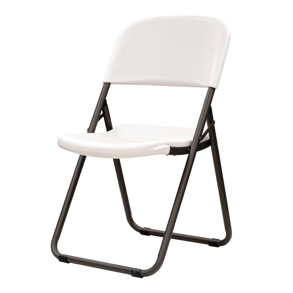 White Plastic Seat Metal Frame Outdoor Safe Folding Chair Set Of 4