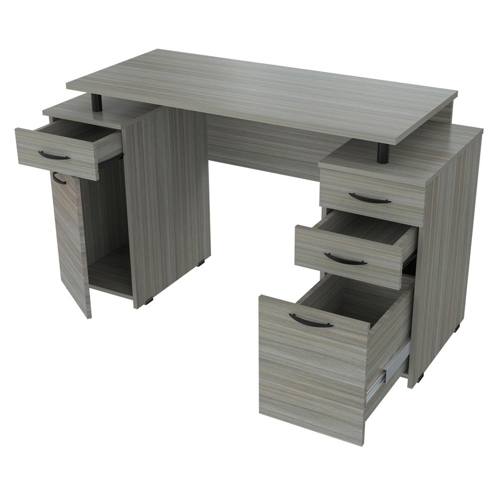 Inval Smoke Oak Computer Desk Es 12703 The Home Depot Inval Smoke Oak Computer Desk Es 12703