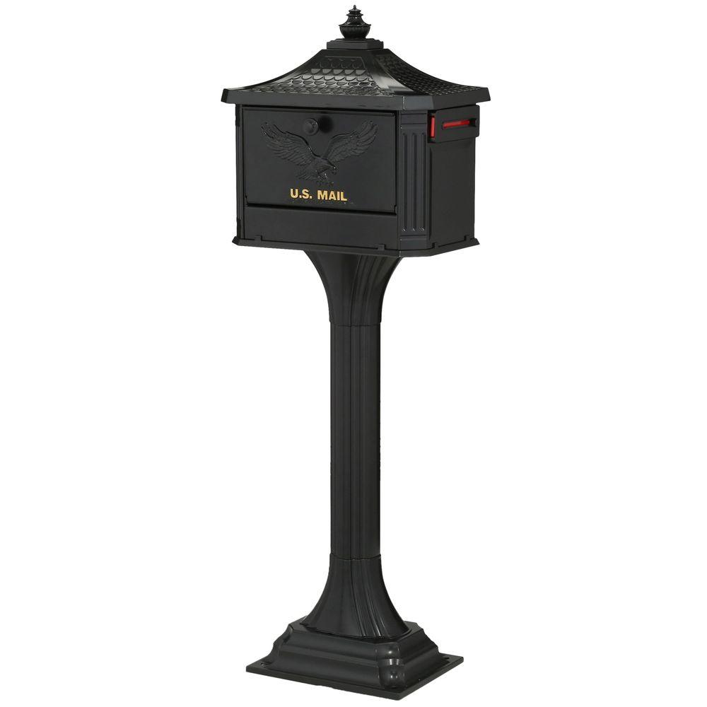 Gibraltar Mailboxes Pedestal Mailbox And Post Combo Black PED0000B