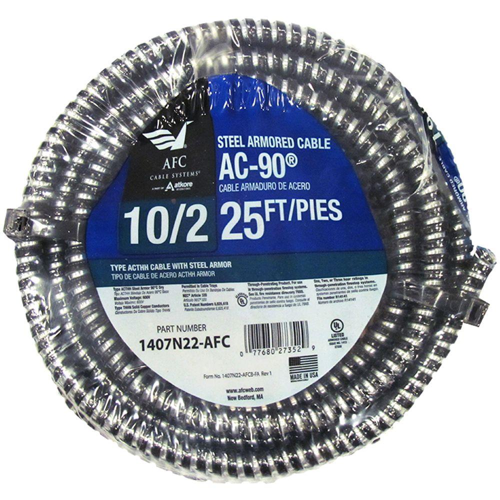 AFC Cable Systems 10/2 x 25 ft. BX/AC90 Armored Electrical Cable
