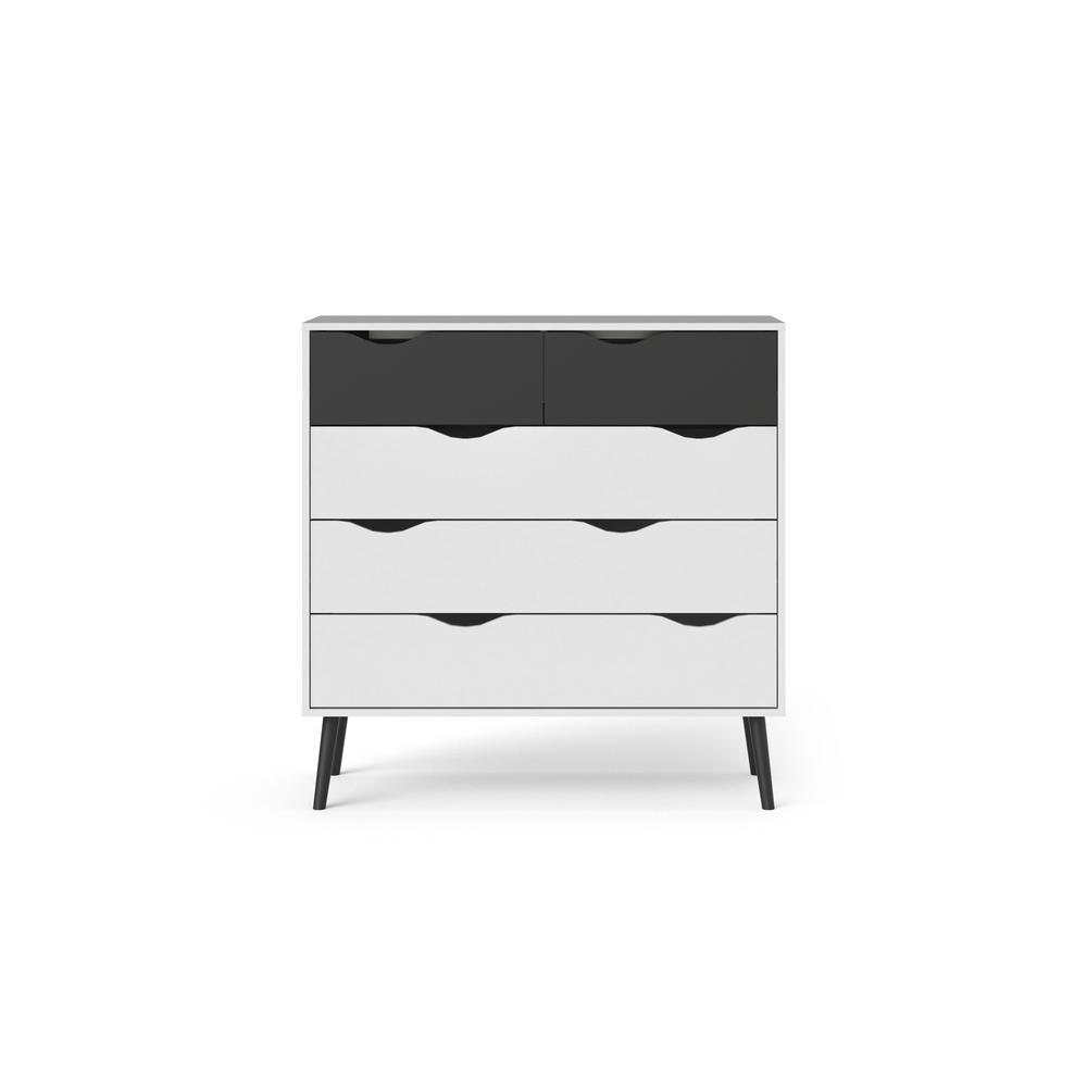 Tvilum Diana 5 Drawer White Black Matte Chest 7545649gm The Home Depot Tvilum Diana 5 Drawer White Black Matte Chest