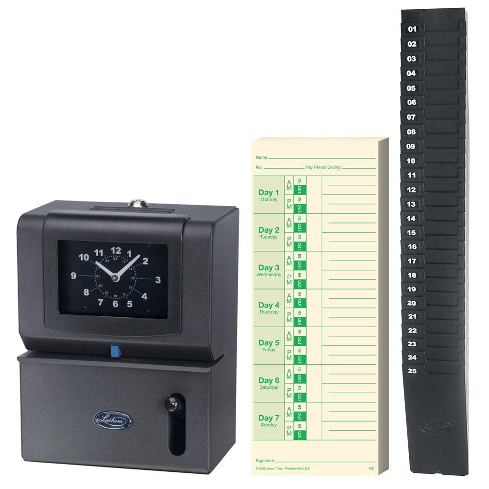 Lathem Premium Time Employee Recorder with Expandable Time Card Rack