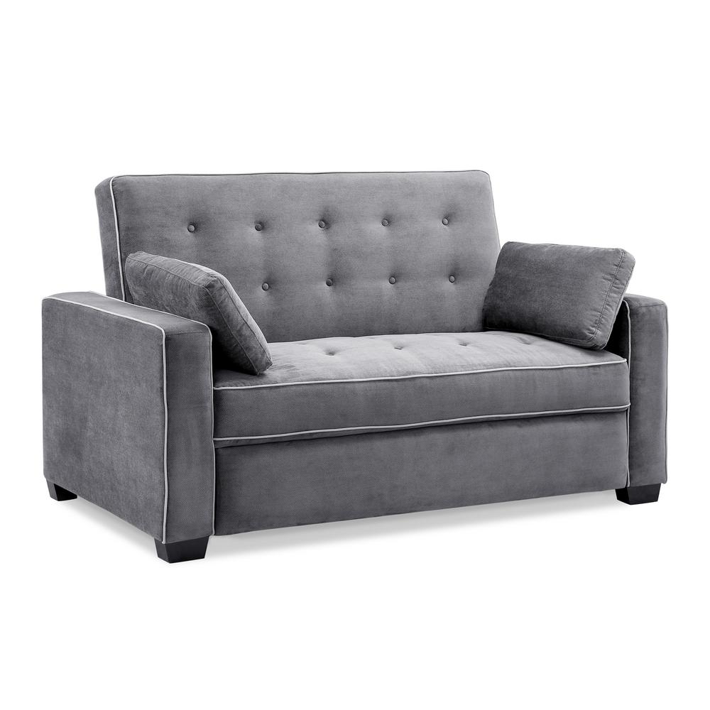 Serta Augustus Microfiber Convertible Sofa Queen Size Bed In Grey Serta Augustus Microfiber Convertible