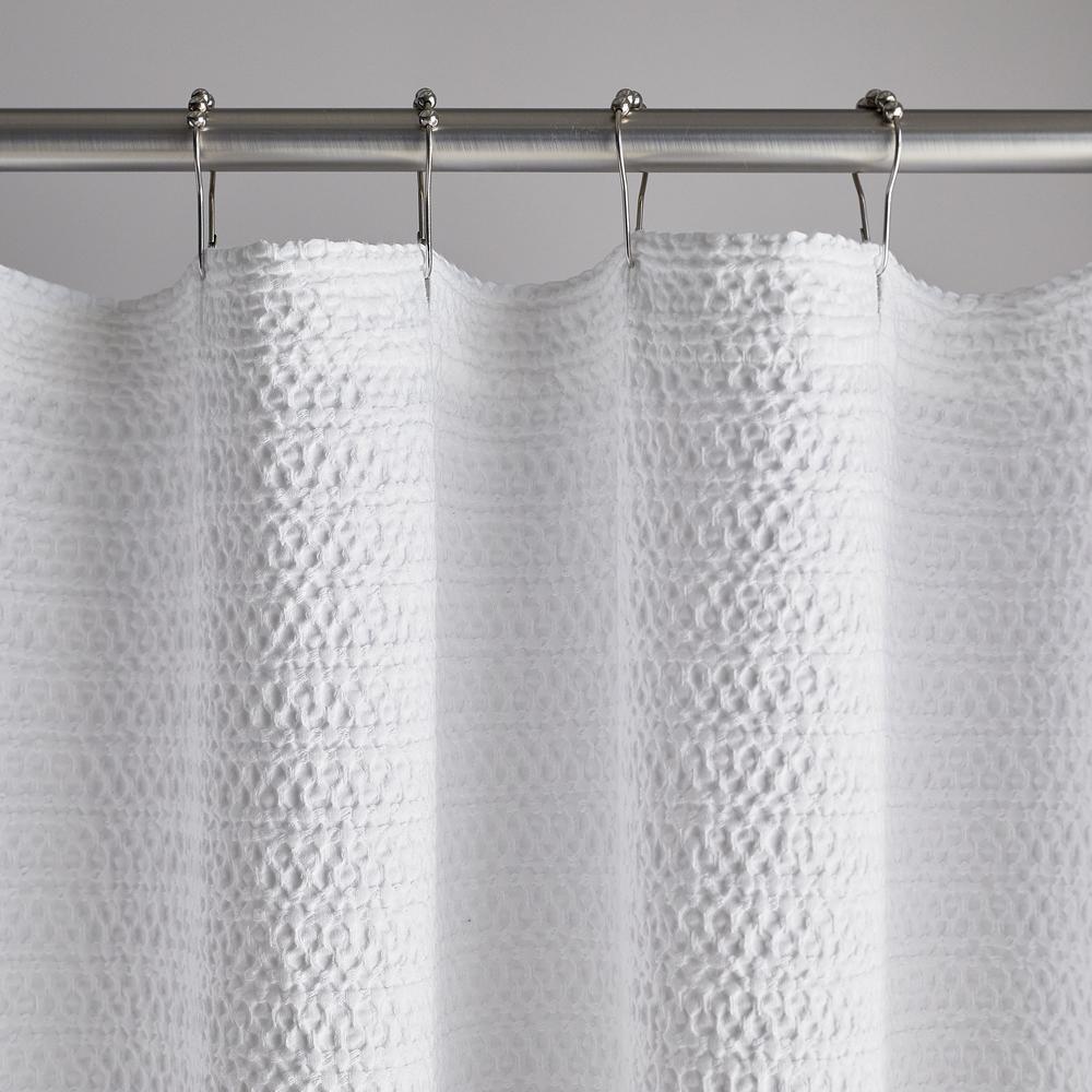 white pattern shower curtain