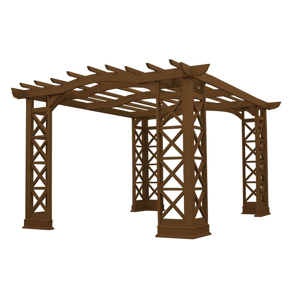 Yardistry 12 Ft X 14 Wood Arched Roof Tugboat Pergola Ym11700 Wood Arched Roof Tugboat Pergola