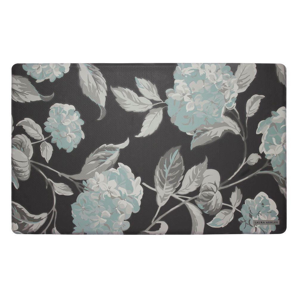 Laura Ashley Hydrangea Dark Gray 20 In X 32 In Memory Foam