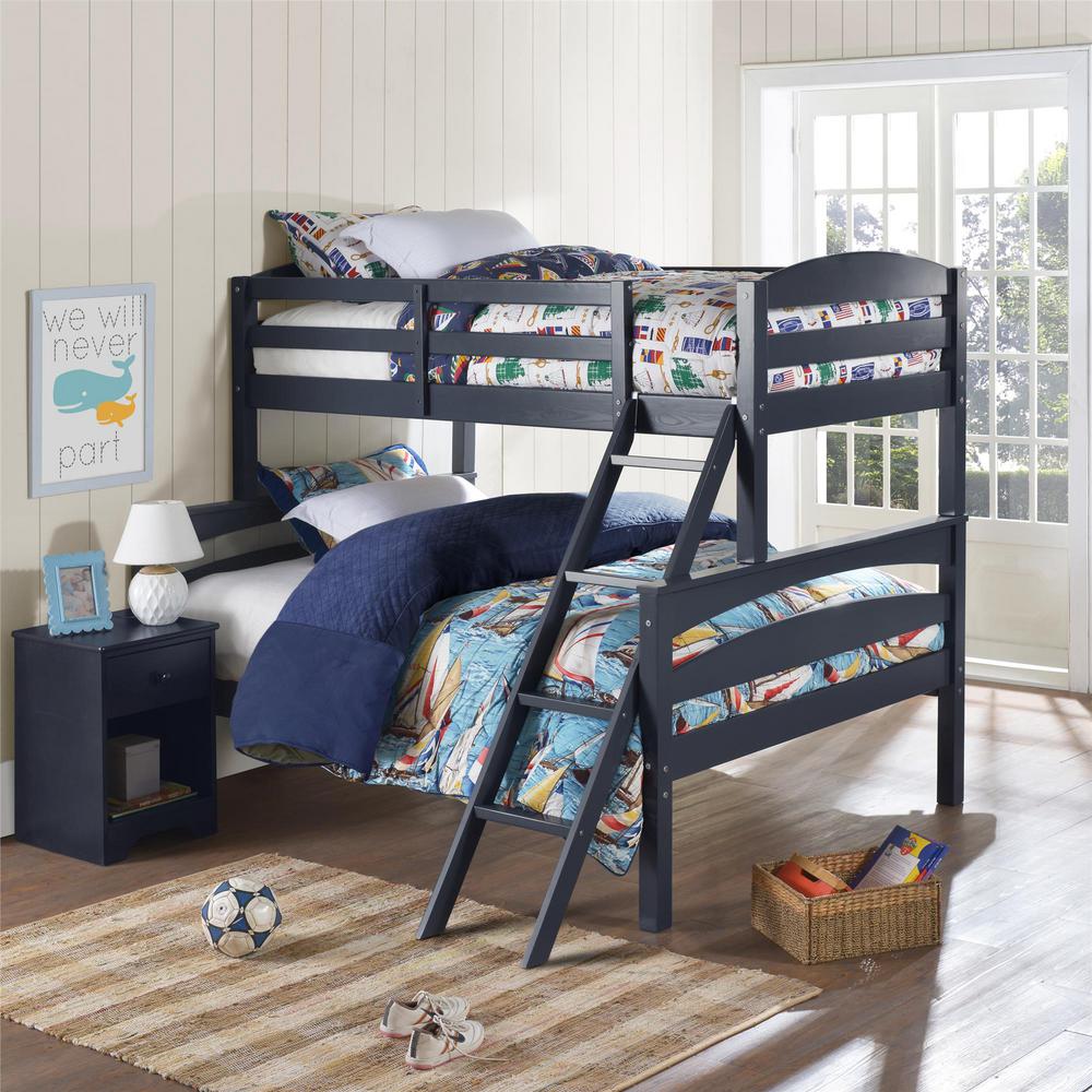 blue twin over full bunk bed