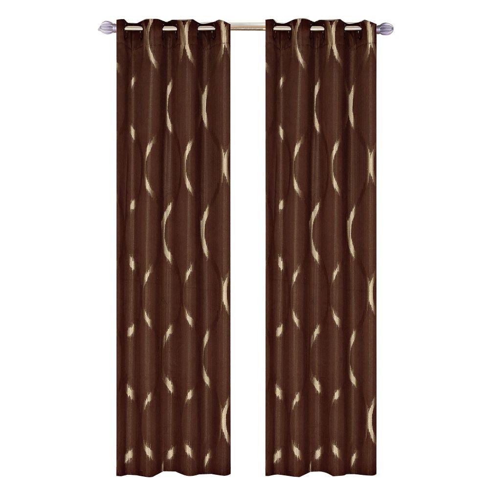 Lavish Home Olive/Chocolate Polyester Grommet Curtain - 40 in. W x 84 ...