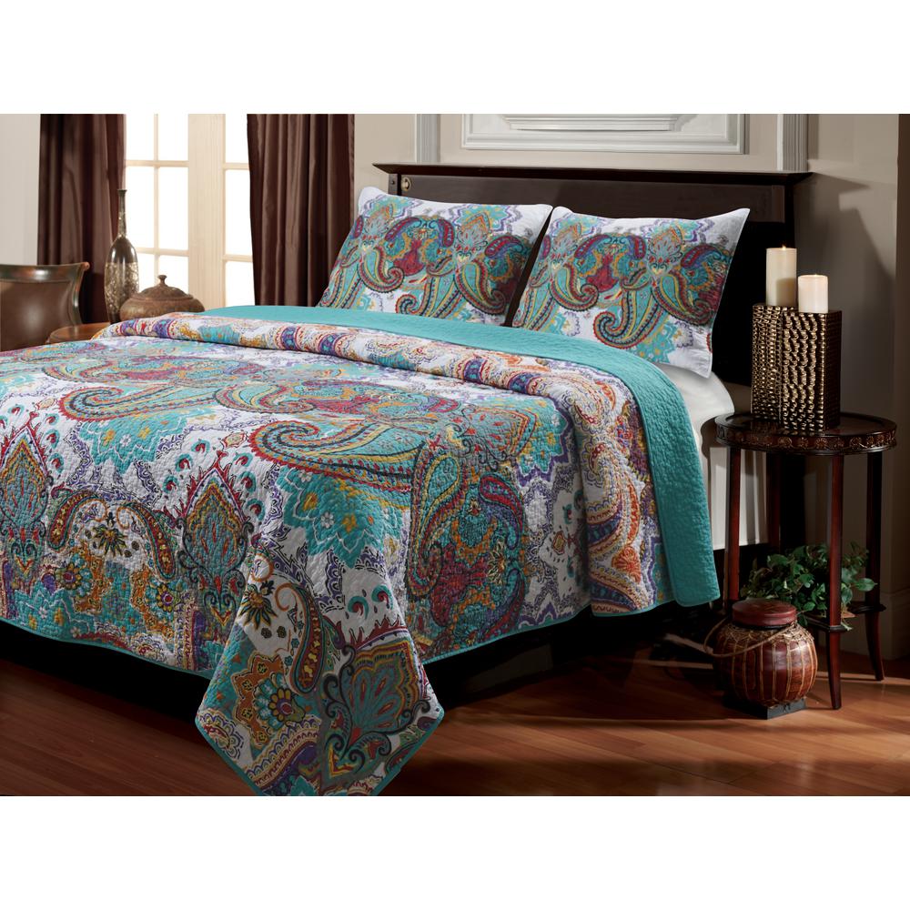 Greenland Home Fashions Nirvana 3 Piece Multi Full And Queen Quilt Greenland Home Fashions Nirvana 3 Piece Multi Full And Queen Quilt Set Gl 1401gmsq The Depot