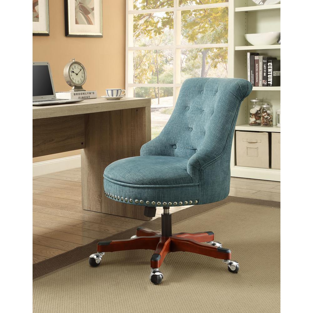 Linon Home Decor Sinclair Aqua Polyester Office Chair