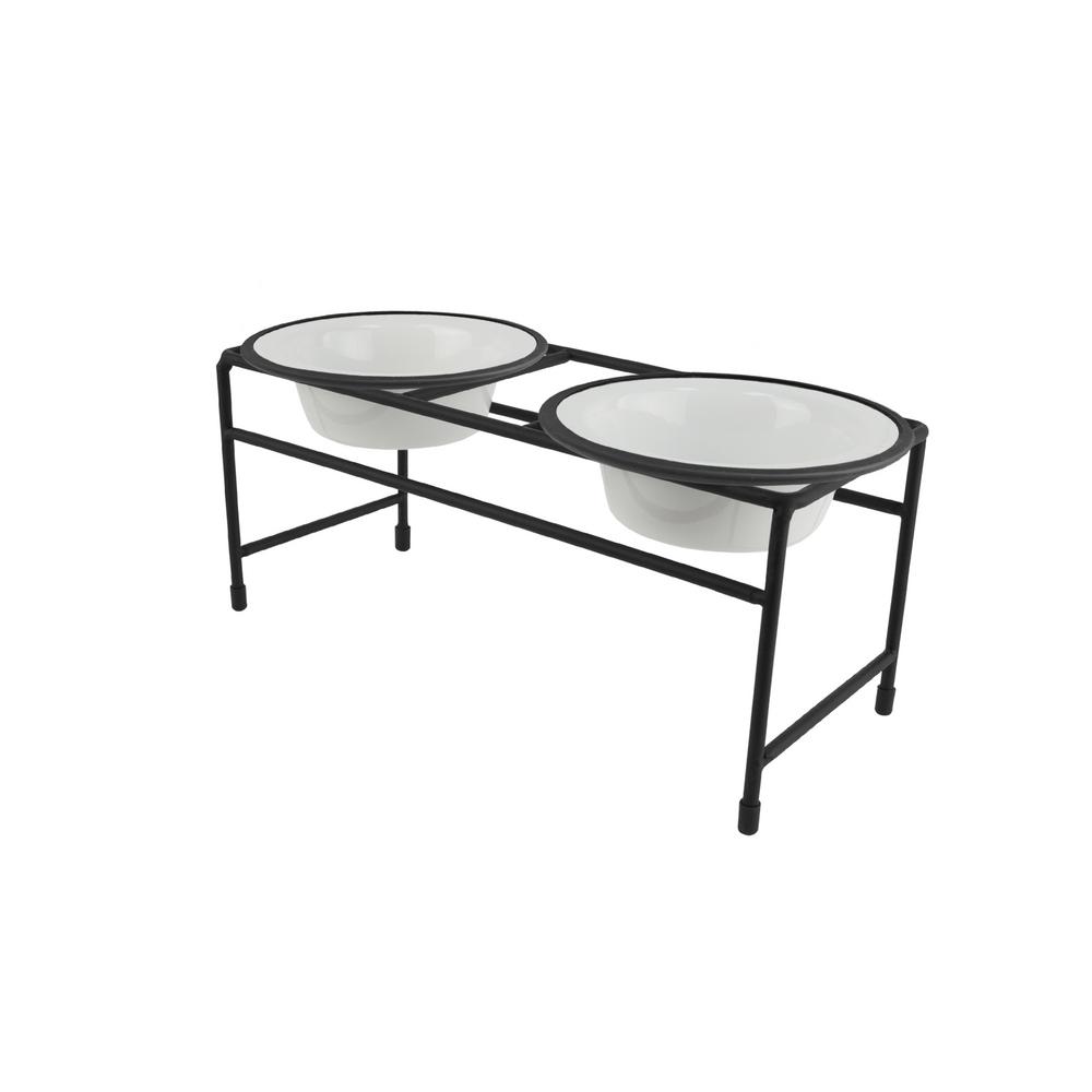 Platinum Pets 75 Cup Modern Double Diner Feeder With Cat Puppy