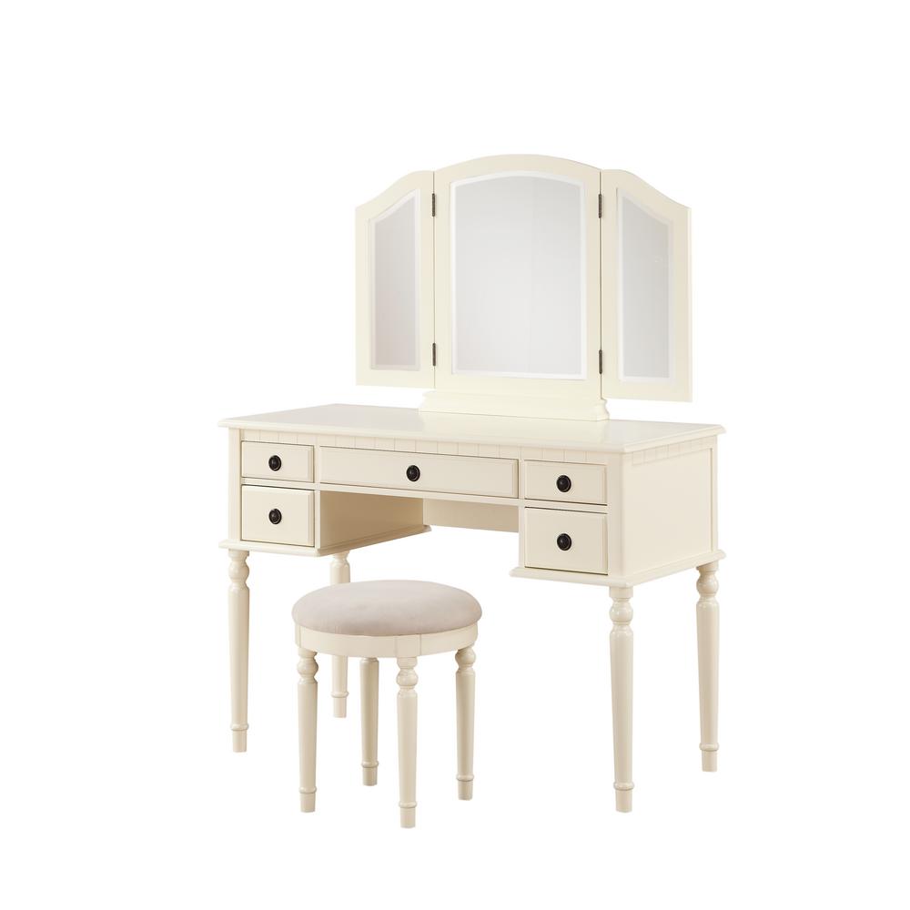 Linon Home Decor Breeze Off White Vanity Set Thd01837 The Depot Linon Home Decor Breeze Off White Vanity Set