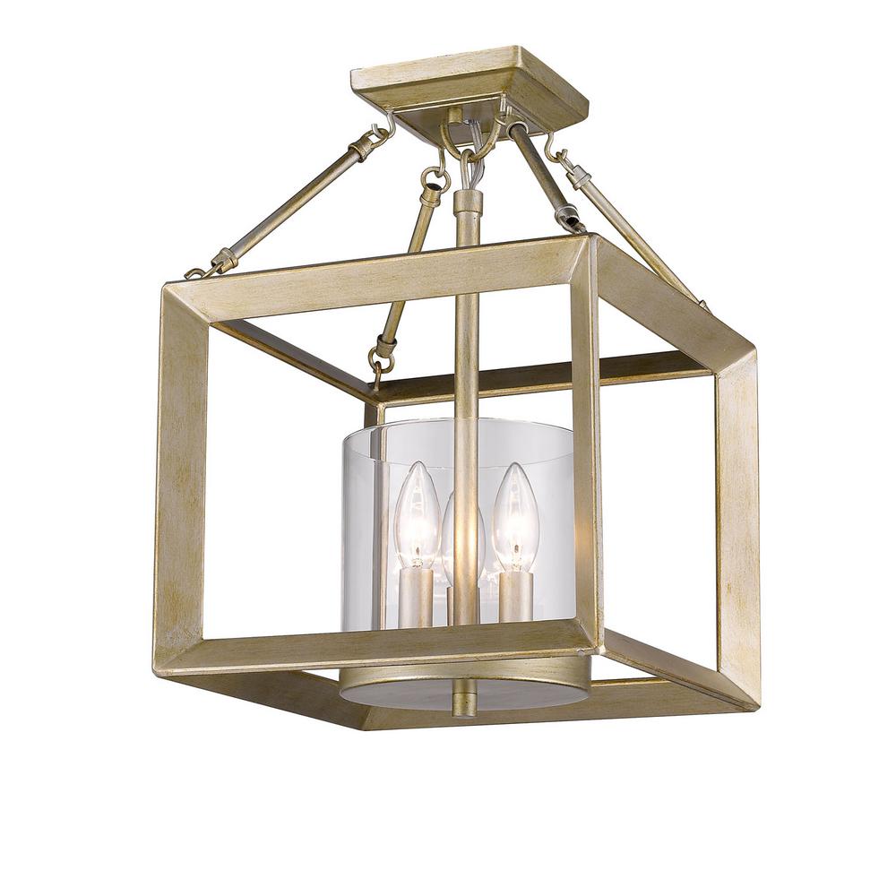 Golden Lighting Smyth 3 Light White Gold Semi Flush Mount Golden Lighting Smyth 3 Light White Gold Semi Flush Mount