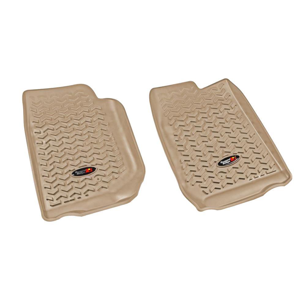 Rugged Ridge Floor Liner Front Pair Tan 2007 2013 Jeep Wrangler Jk