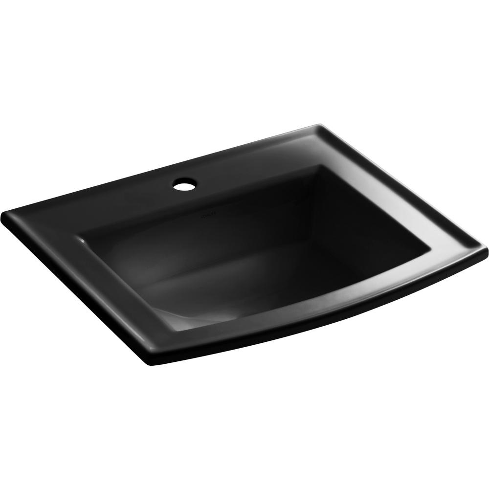 KOHLER Archer DropIn Vitreous China Bathroom Sink in Black Black with Overflow DrainK235617