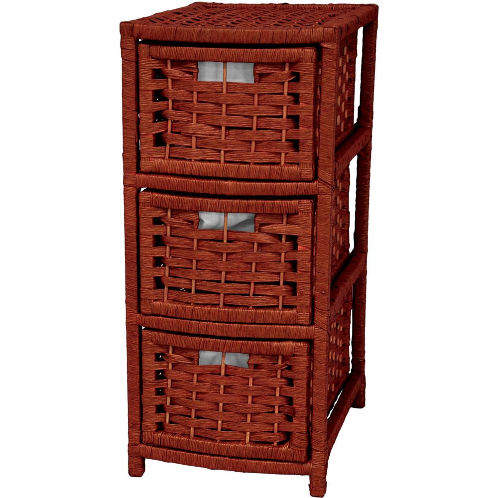 Oriental Furniture 3 Drawer Mahogany Natural Fiber Occasional