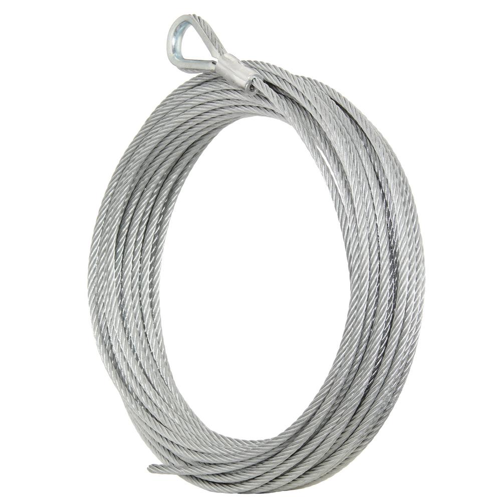 5//16/" x 50 ft Galvanized Wire Rope Winch Cable with Button