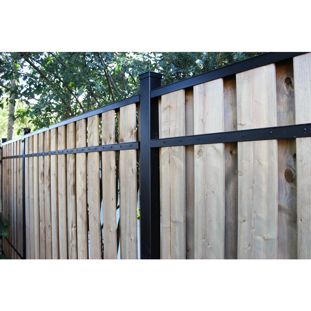 Slipfence 2 in. x 3 in. x 8 ft. Black Aluminum Fence Rail KitSF2USK93