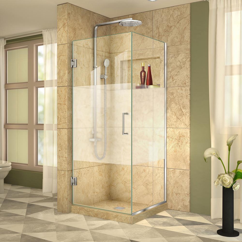 Dreamline Unidoor Plus 34 3 8 In X 29 1 2 72 Frameless Hinged Corner Shower Enclosure Chrome