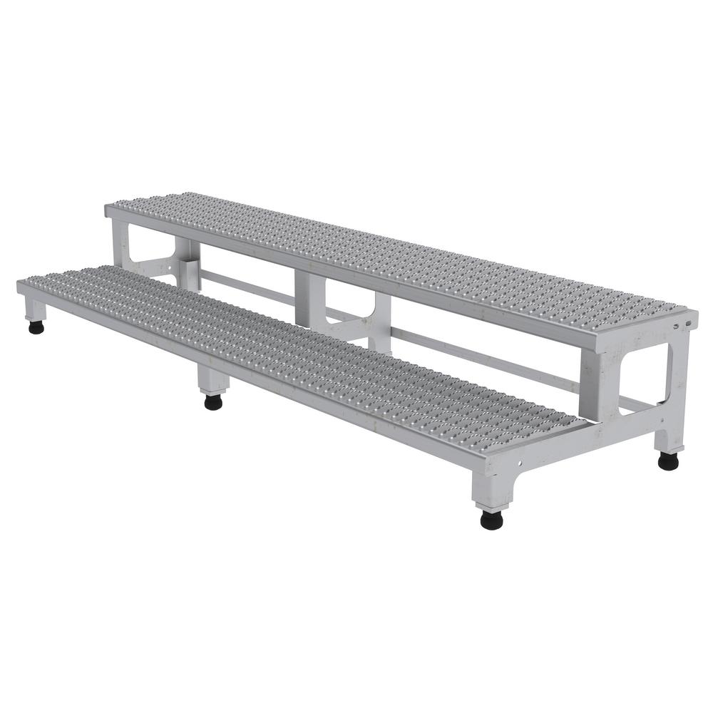 Vestil 72 inch x 23 inch 2-Step Adjustable Stainless Steel Step Mate Stand by Vestil