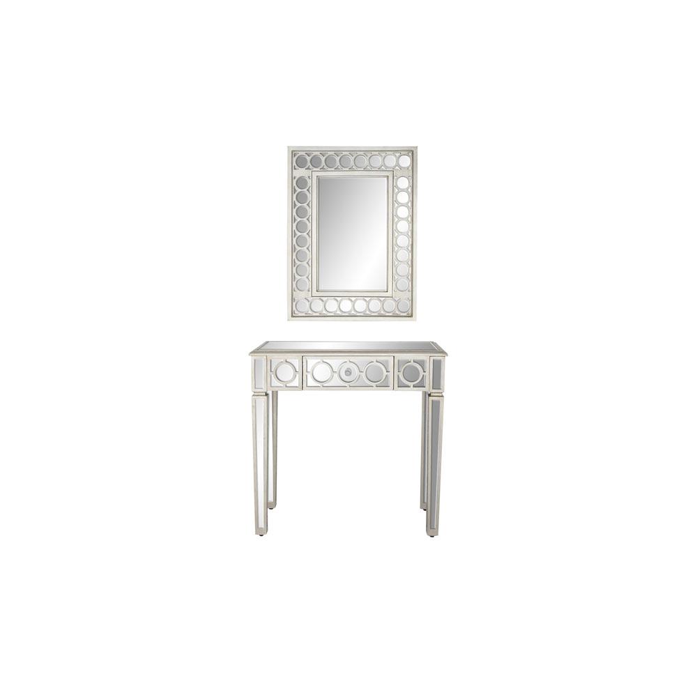 Litton Lane White Wall Mirror And Console Table Set 58753 The