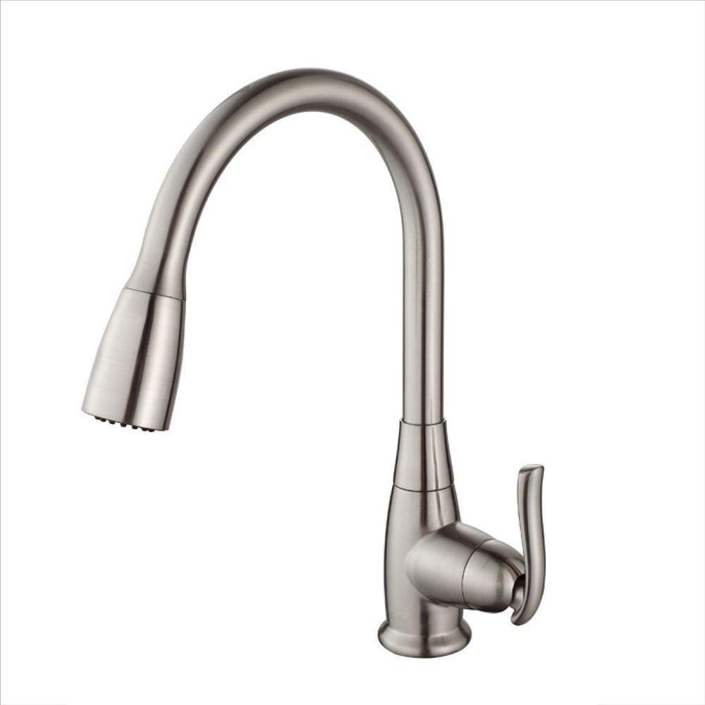 KRAUS Single-Handle Stainless Steel High Arc Pull-Down ...