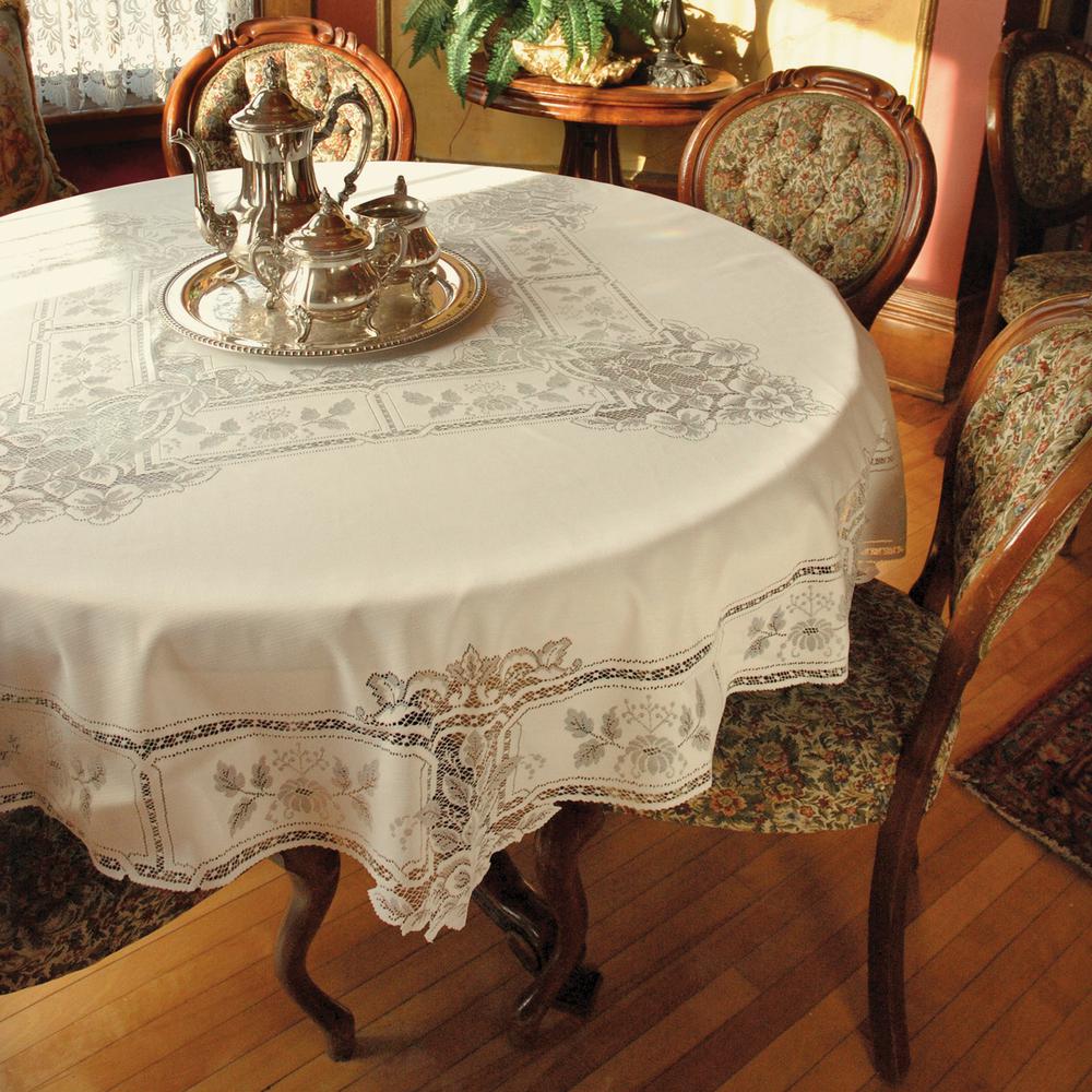 Heritage Lace Heirloom Round Ecru Polyester Tablecloth Hl 7000e The Home Depot Heritage Lace Heirloom Round Ecru, Round Lace Table Topper