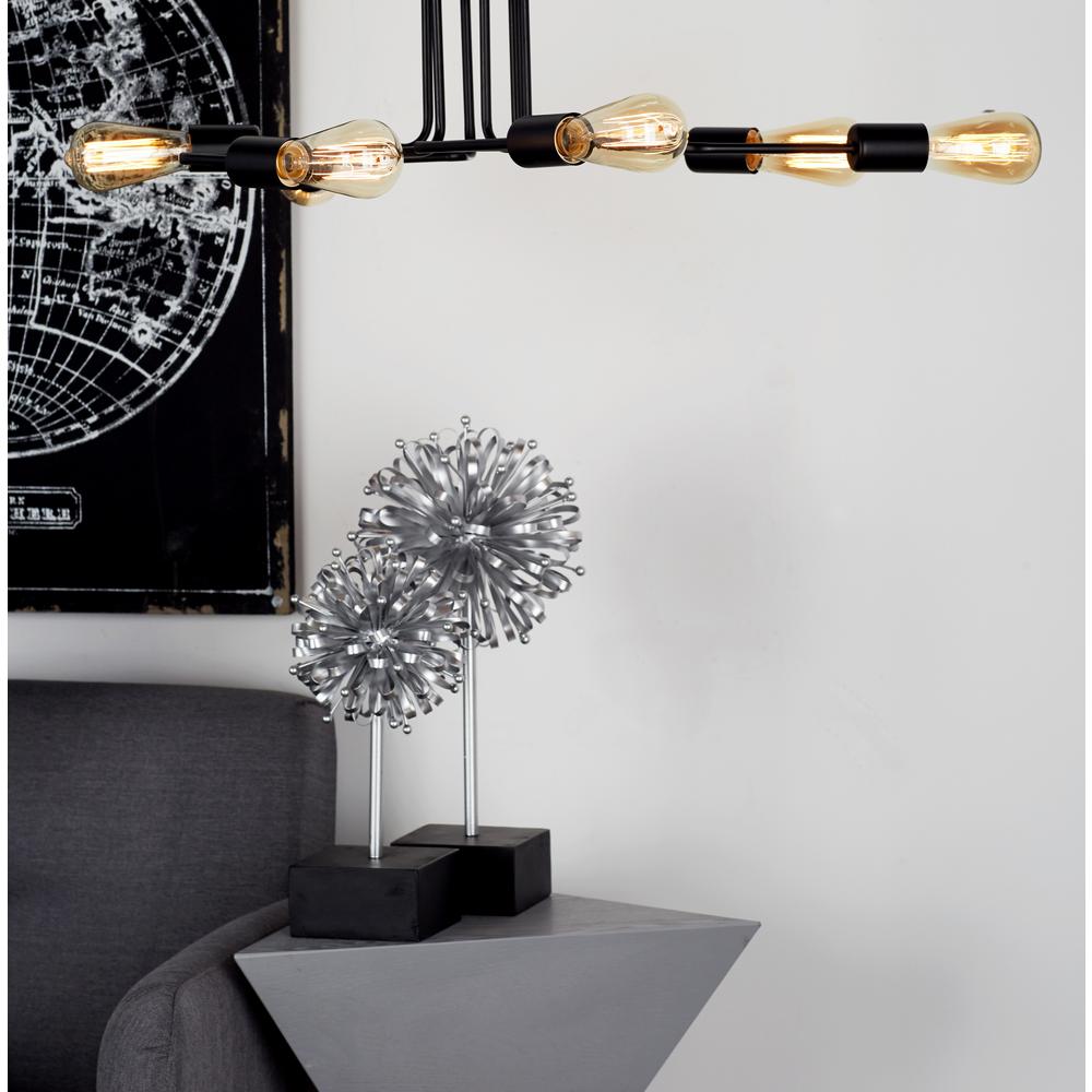34 inch Black Ceiling Light with 6-Light Bulb Holders Attached to Iron Rods...