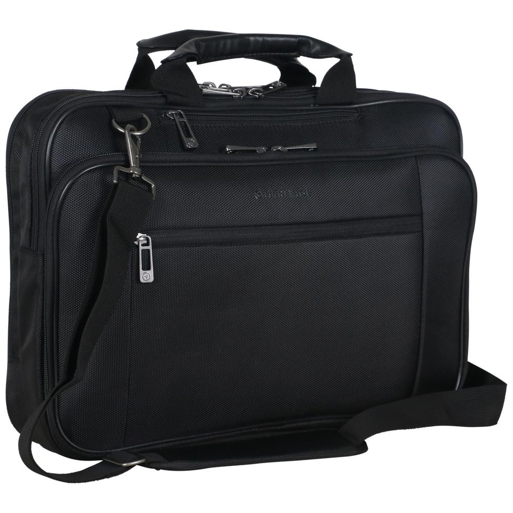 Laptop Bags Luggage The Home Depot Black Multi Pocket 1680d Polyester Dual Compartment Top Zip 15 6in Laptop Case