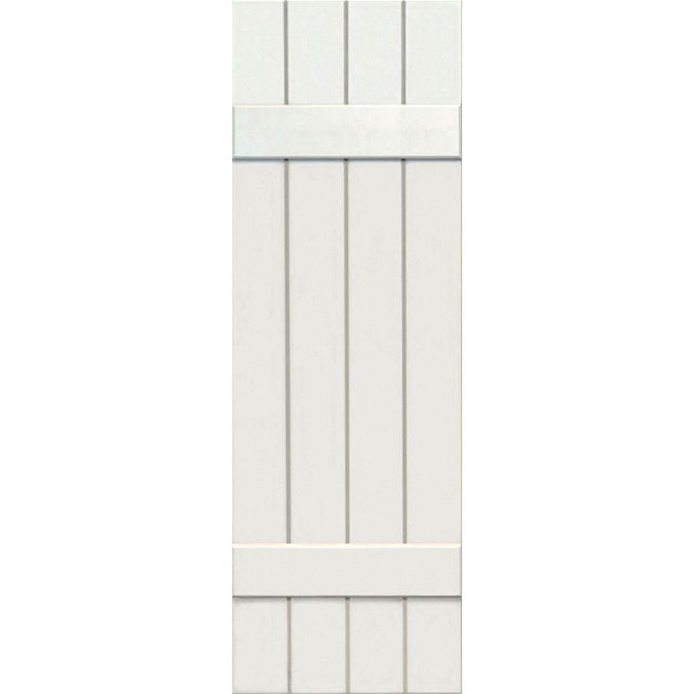 Ekena Millwork 15 In X 68 Exterior Composite Wood Board And Exterior Composite Wood Board And Batten Shutters Pair White