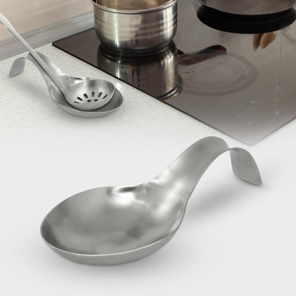 Set of 6 Kitchen Spoon Rests Stainless Steel Spoon Holders Silver SPECIALBUY