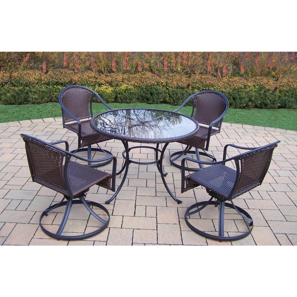 Oakland Living Black 5 Piece Wicker Outdoor Dining Set Without Cushions