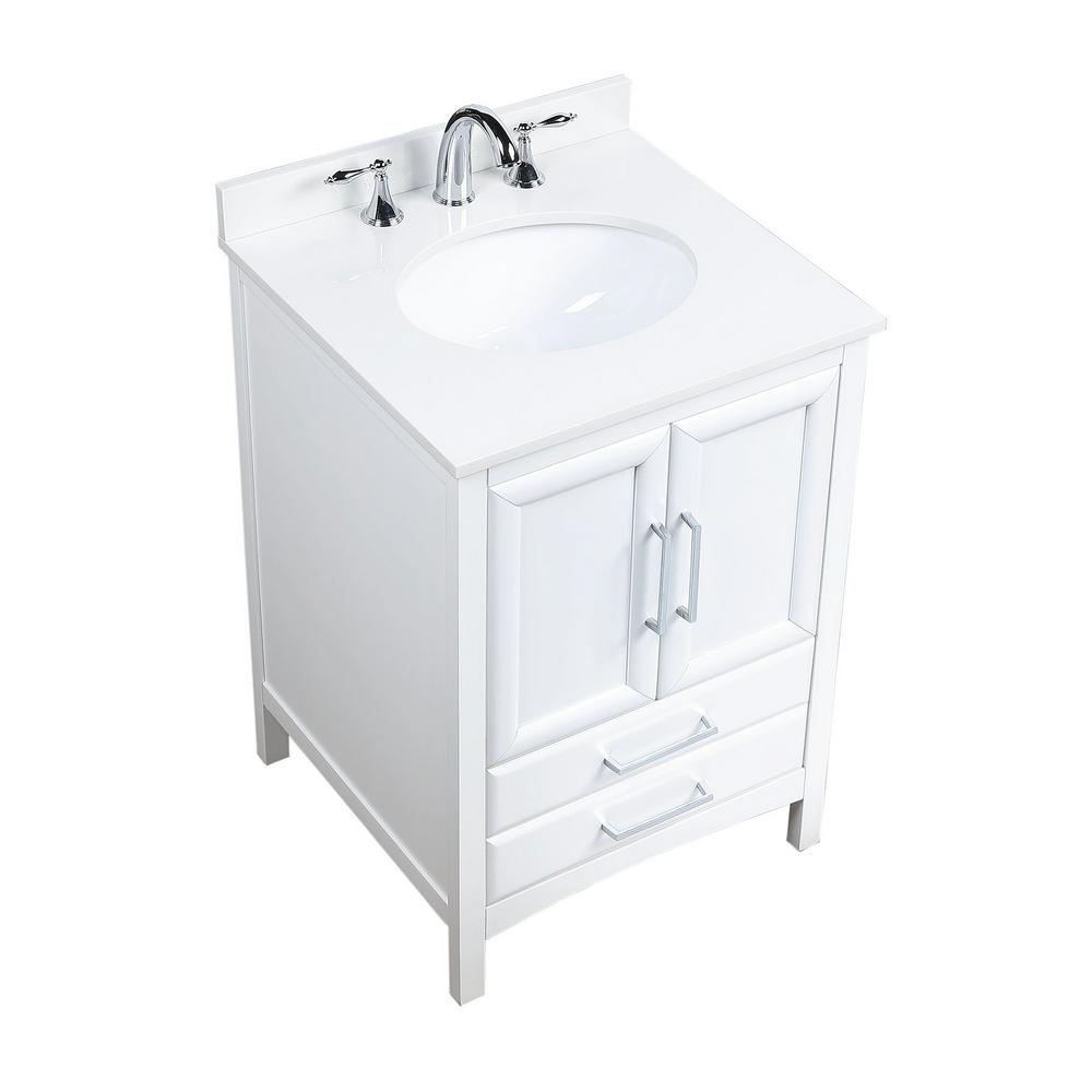 Vanity Art Rochefort 24 In W X 22 D 35 H Bath H Bath Vanity In White With Top Cultured Marble Basin