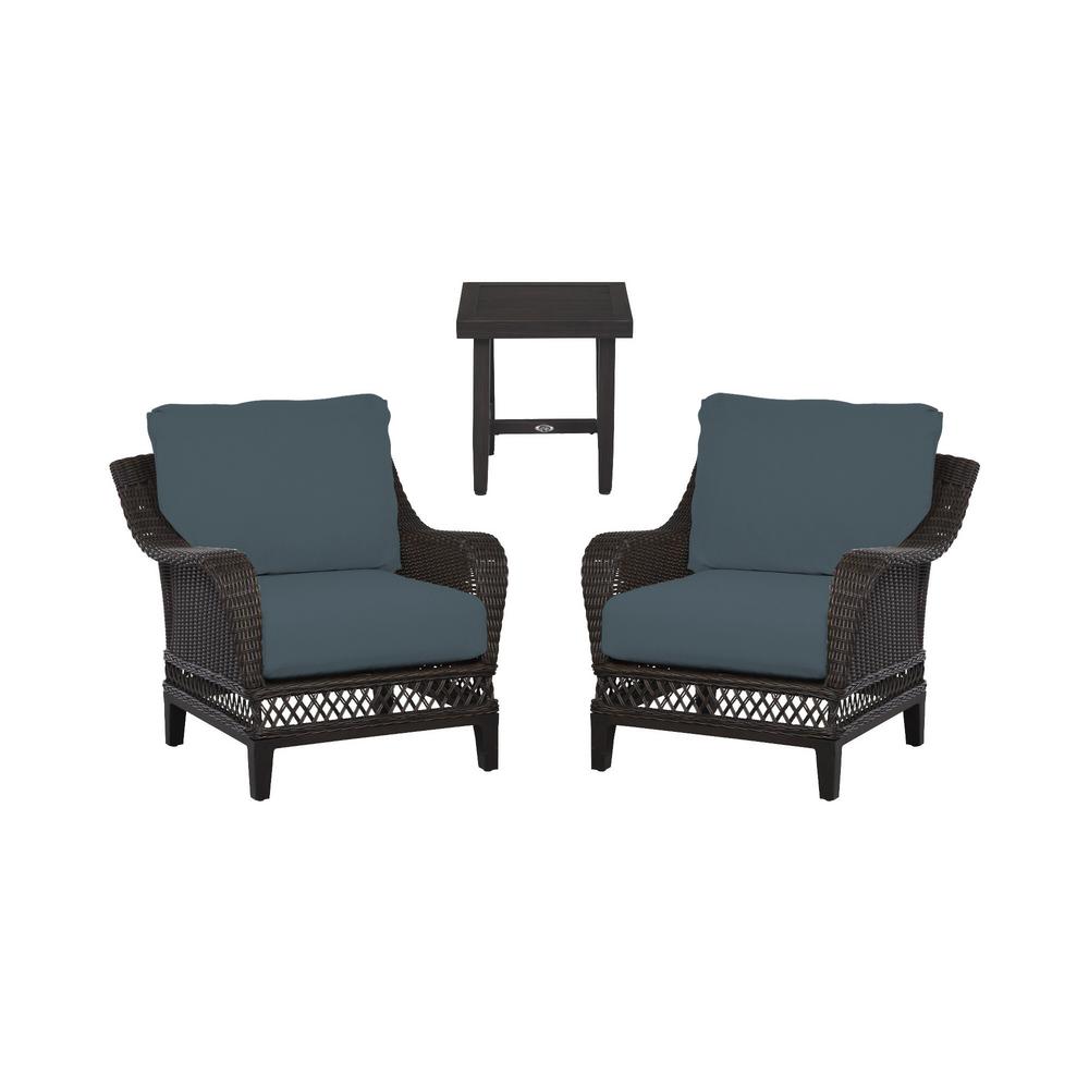 Hampton Bay Woodbury 3 Piece Dark Brown Wicker Outdoor Patio