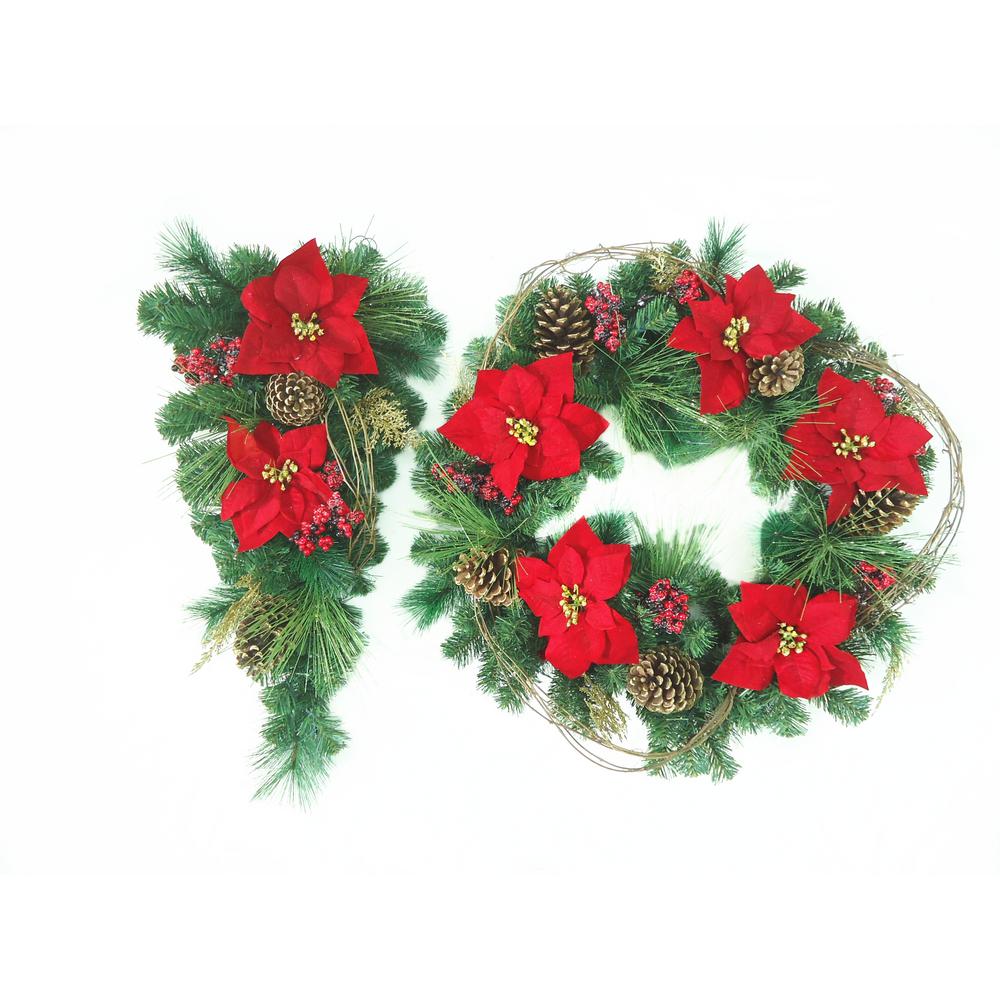 Home Accents Holiday 30 In Wreath Plus 32 L Swag Battery Wreath Plus 32 In L Swag Battery Operated Pre Lit Led Black Friday Set With Red Point And Berries